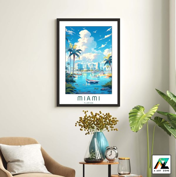 Breathtaking Skylines: Framed Artwork Featuring the Dynamic City View of Miami Dade