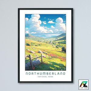 Northumberland Majesty: Framed Wall Art Unveiling the Beauty of Cheviot Hills in England
