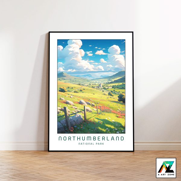 British Countryside Charm: Northumberland National Park Wall Art in Cheviot Hills