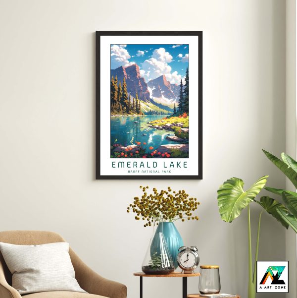 Canvas of Tranquility: Framed Masterpiece Showcasing Banff National Park's Emerald Beauty