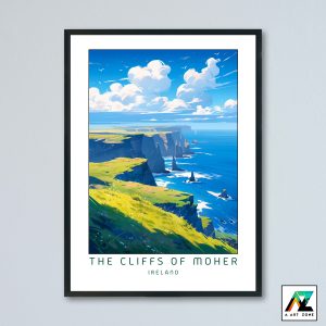 The Cliffs of Moher Wall Art County Clare Ireland UK - Sunny Day Cliff Scenery Artwork