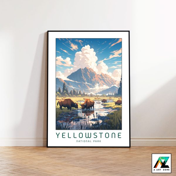 American Nature's Charm: Framed Wall Art of Yellowstone National Park