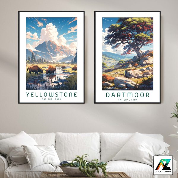 United States Grandeur: Framed Wall Art of Yellowstone National Park
