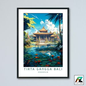 Tirta Gangga Wall Art Bali Indonesia - Temple Scenery Artwork
