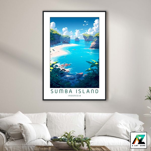 Aerial Serenity: Sumba Island Framed Wall Art Elegance