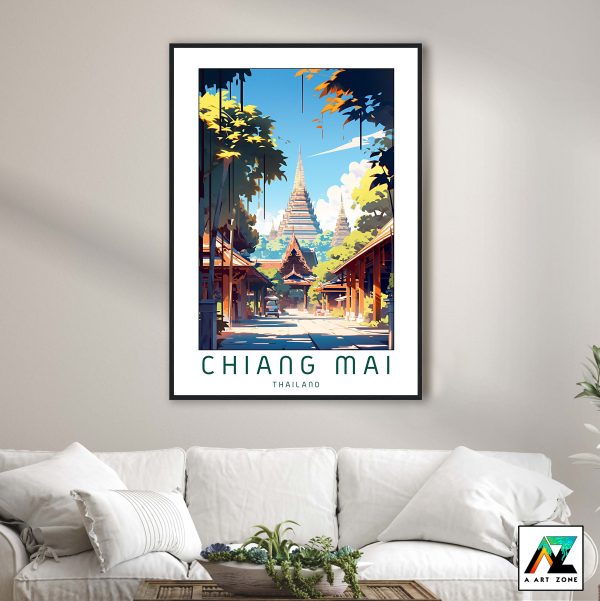 Chiang Mai Elegance: Temple Tranquility Framed Wall Art