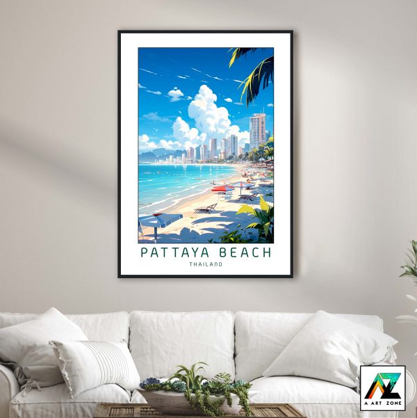 Beachfront Beauty: Pattaya Beach Scenery Framed Wall Art for Tranquil Living