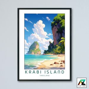 Tropical Tranquility: Krabi Island Framed Wall Art Capturing Beach Paradise