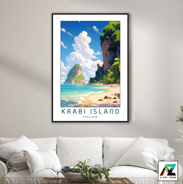 Island Getaway: Krabi Island Tropical Beach Framed Wall Art Bringing Coastal Beauty Home
