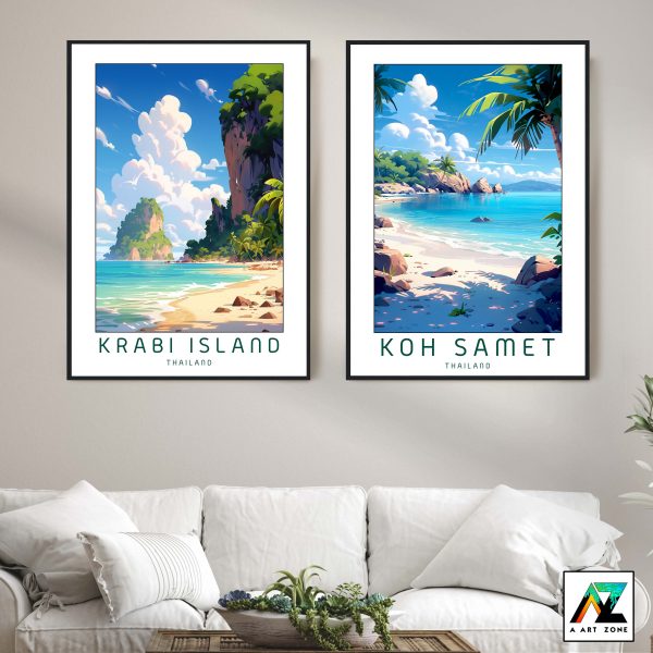 Tropical Bliss: Framed Wall Art Unveiling the Beauty of Krabi Island's Beach Paradise