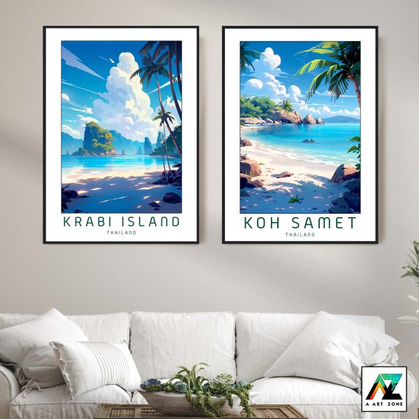 Tropical Brilliance: Framed Wall Art Showcasing Krabi Island's Sunny Day Beauty