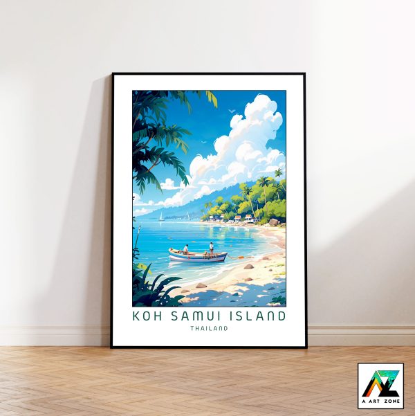 Ocean's Embrace: Framed Wall Art of Beachfront Perspective in Koh Samui Island