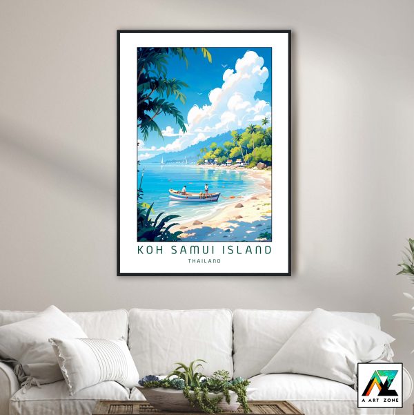 Coastal Tranquility: Framed Wall Art Featuring Koh Samui's Beachfront Perspective