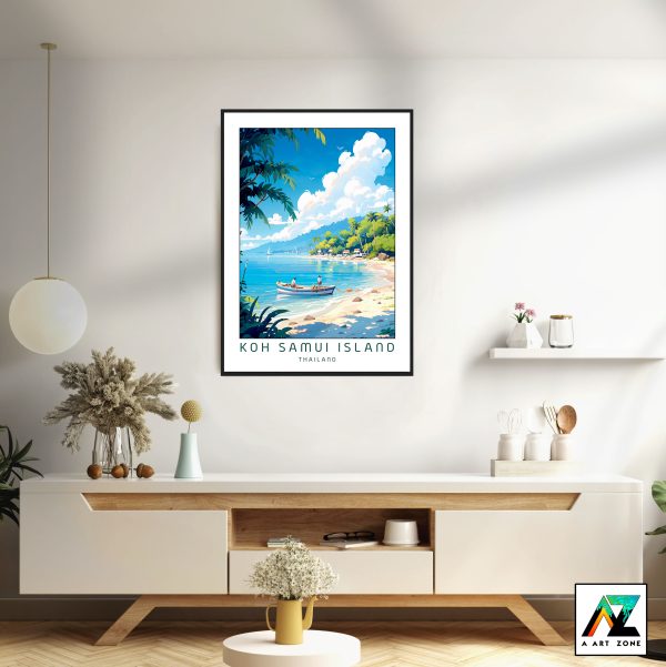 Tropical Sanctuary: Koh Samui Island Framed Wall Art Over Surat Thani's Beachfront Landscapes