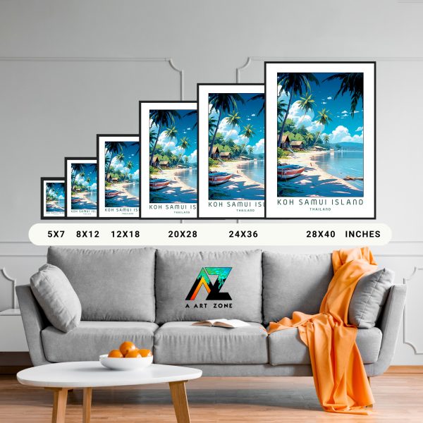 Seaside Serenity: Framed Wall Art of Tropical Beach Paradise in Koh Samui Island