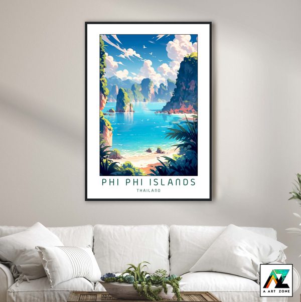 Artistry by the Shore: Beach Scenery of Phi Phi Islands Framed Wall Art