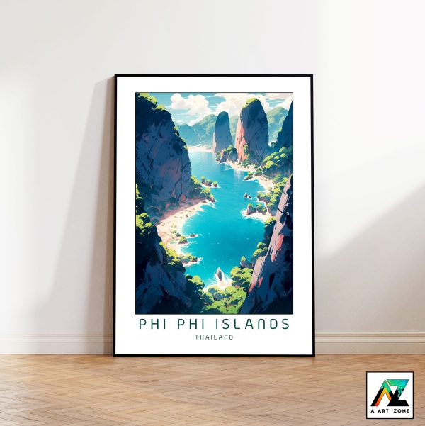 Artistry in Flight: Aerial Panorama of Phi Phi Islands Framed Wall Art