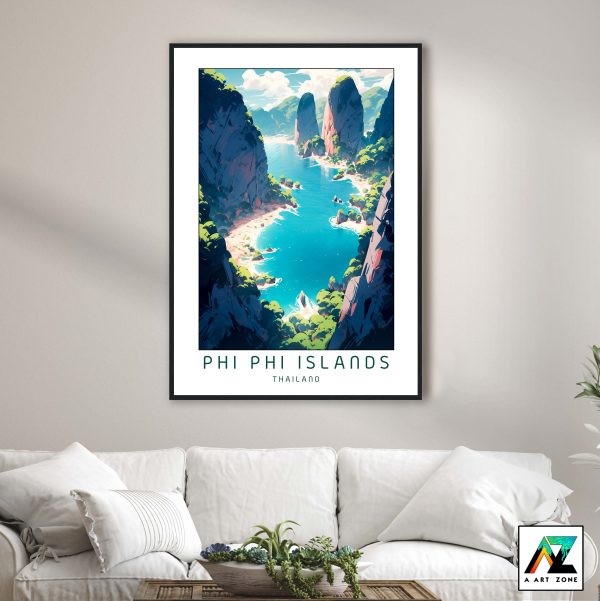 Island Symphony: Framed Wall Art Capturing Aerial Beauty of Phi Phi Islands