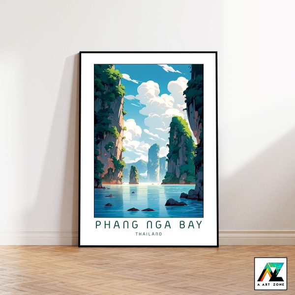 Sunny Coastal Harmony: Framed Wall Art of Phang Nga Bay in Southern Thailand