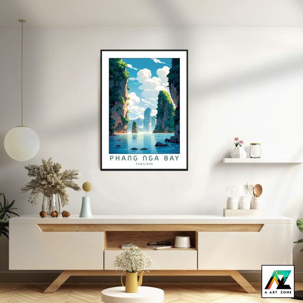 Sunny Serenity: Phang Nga Bay Framed Wall Art in Southern Thailand's Andaman Sea