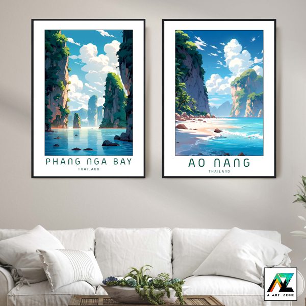 Nature's Radiance: Phang Nga Bay Framed Wall Art in the Sunny Glow of Coastal Beauty