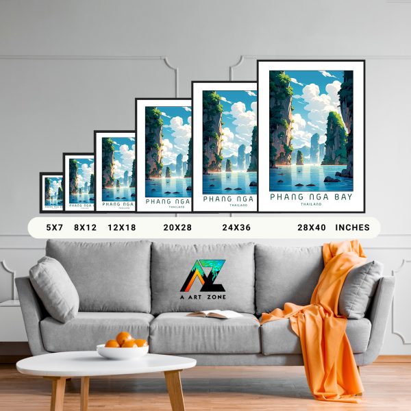 Nature's Radiant Symphony: Framed Phang Nga Bay Wall Art in Sunny Southern Thailand