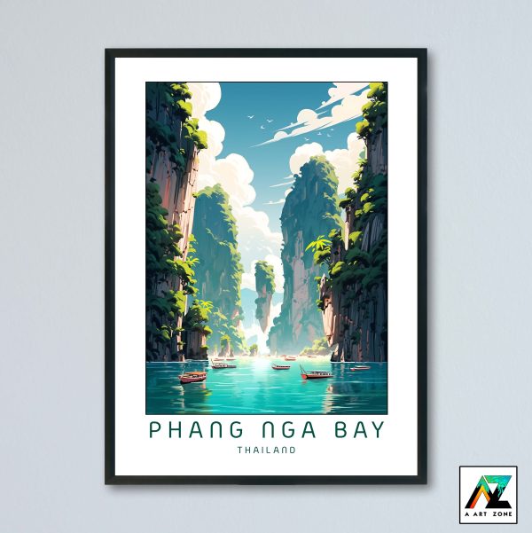 Coastal Harmony: Framed Wall Art of Phang Nga Bay in Southern Thailand's Bay Scenery