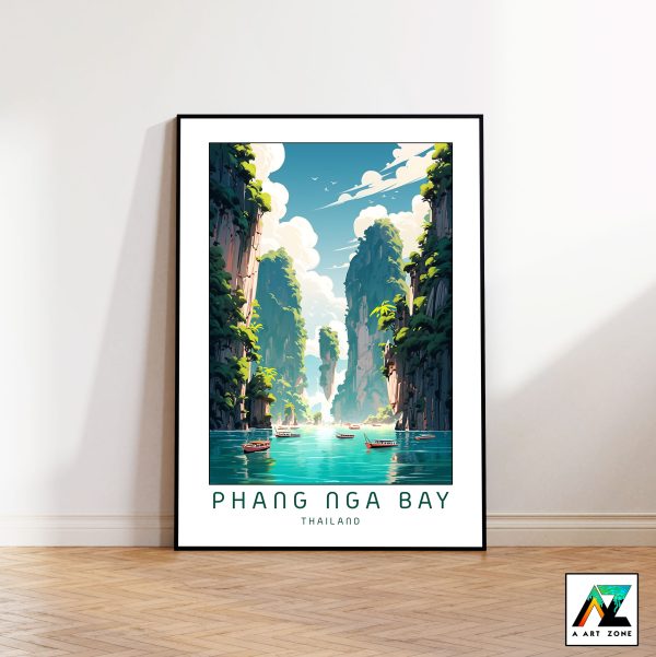 Bay Marvel: Framed Wall Art of Phang Nga Bay in Southern Thailand's Coastal Charm