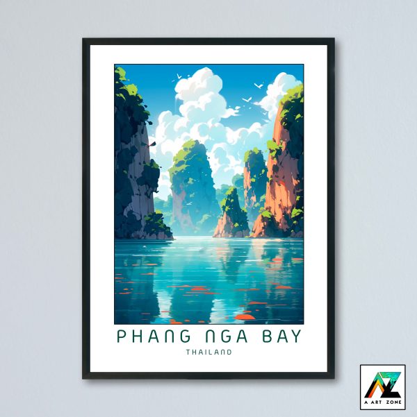 Misty Marvel: Framed Wall Art of Phang Nga Bay in Southern Thailand's Coastal Beauty