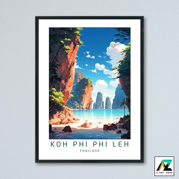 Beachfront Majesty: Framed Wall Art of Ko Phi Phi Leh in Krabi Province