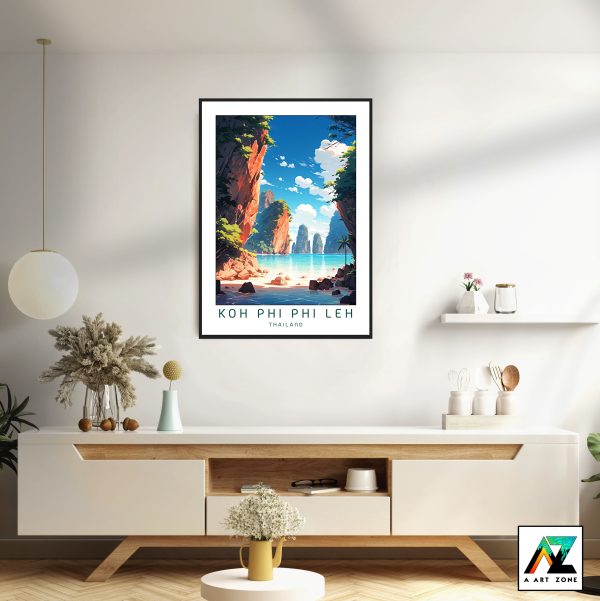 Artistry in Tropical Splendor: Krabi's Ko Phi Phi Leh Framed Wall Art