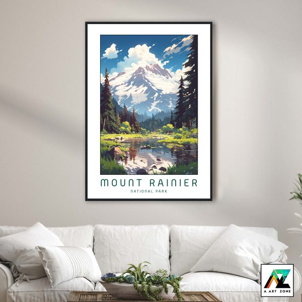 American Mountain Charm: Framed Wall Art of Mount Rainier National Park