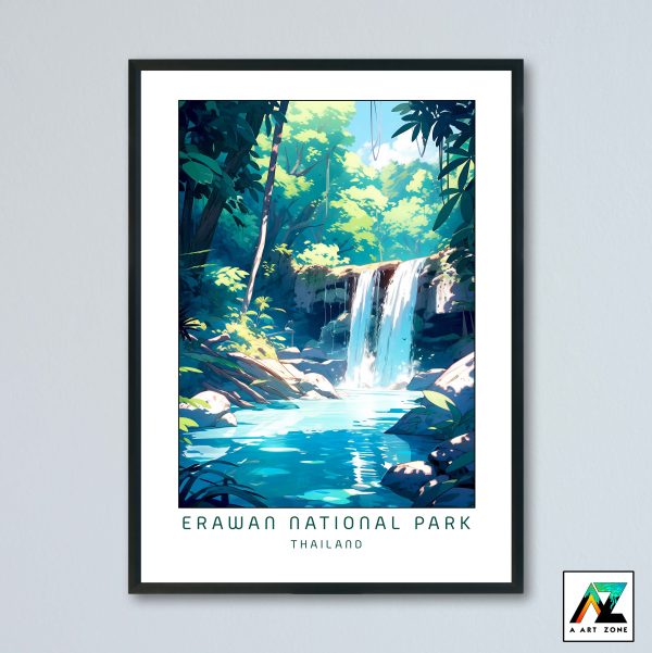 Natural Majesty: Framed Wall Art of Erawan National Park in Kanchanaburi Province