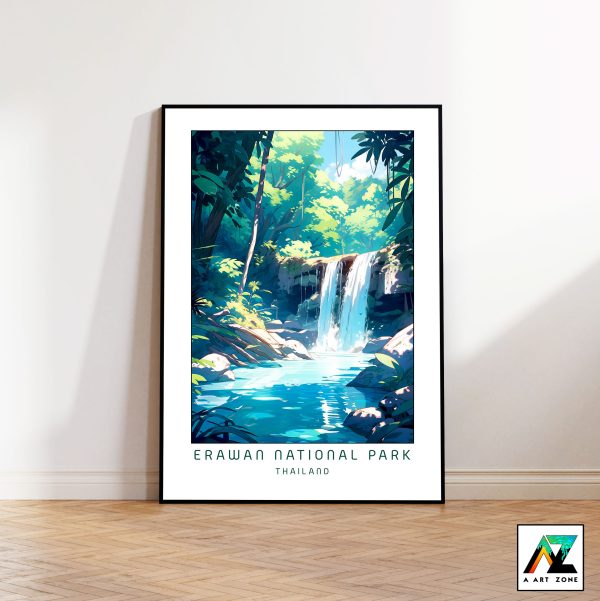 Kanchanaburi's Natural Beauty: Framed Wall Art of Erawan National Park