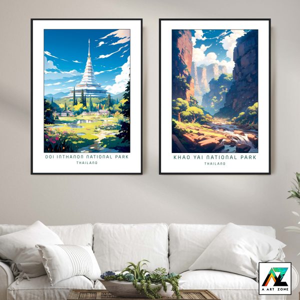 Natural Coastal Elegance: Framed Wall Art of Doi Inthanon in Chom Thong District