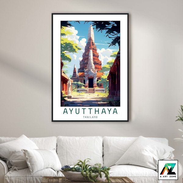 Nature's Historical Symphony: Framed Ayutthaya Wall Art in Siam, Thailand