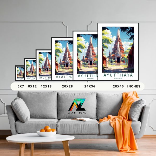 Historical Coastal Elegance: Framed Wall Art of Ayutthaya in Siam