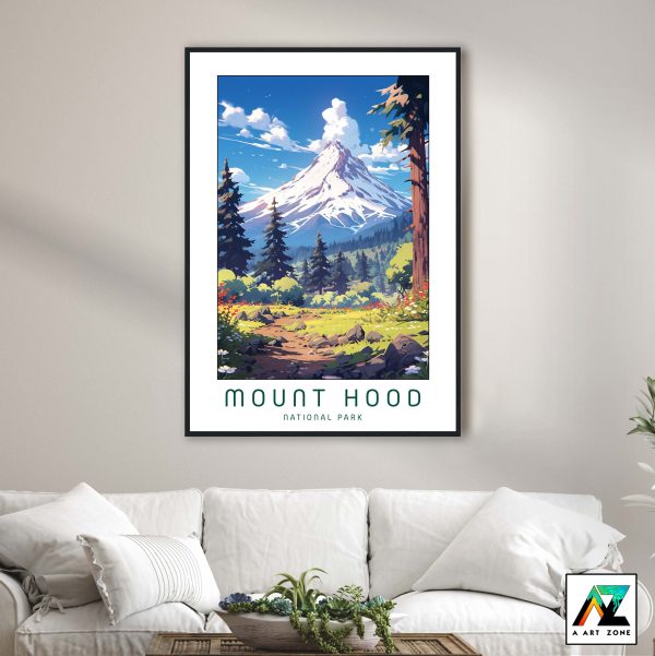 United States Forest Splendor: Framed Wall Art of Mount Hood National Forest