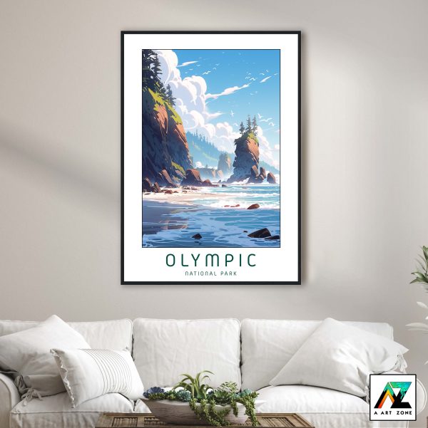 Untamed Coastal Peaks: Olympic National Park Framed Wall Art