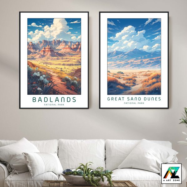 Nature's Badlands Symphony: Framed Badlands National Park Wall Art in South Dakota, USA