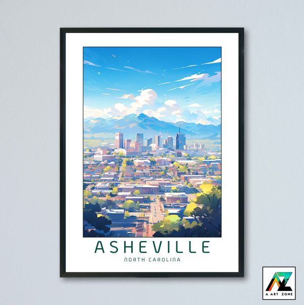 Skyline Serenity: Asheville City View Framed Wall Art