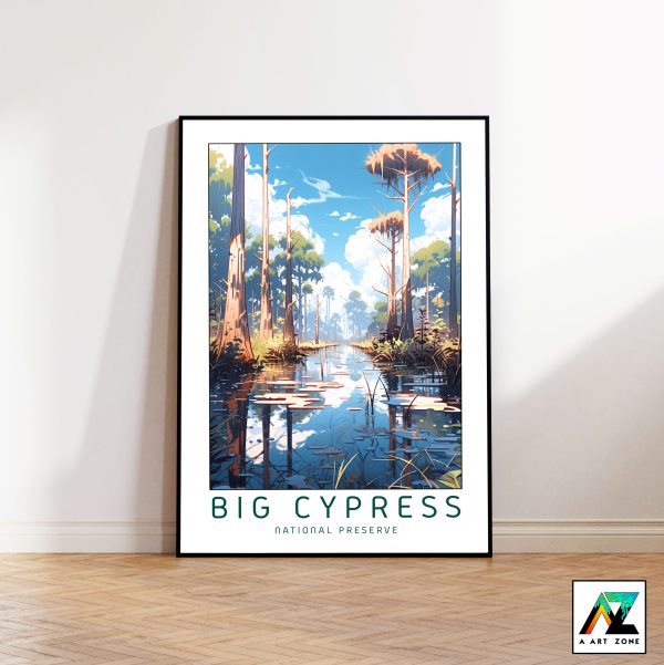 USA Preserve Majesty on a Sunny Day: Framed Wall Art of Big Cypress National Preserve