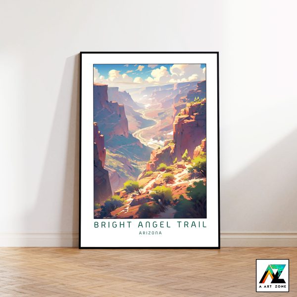 Sunny Canyon Splendor: Bright Angel Trail Grand Canyon Framed Wall Art