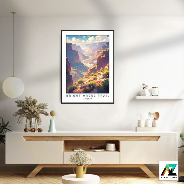 USA Sunny Canyon Majesty: Framed Wall Art of Bright Angel Trail Grand Canyon
