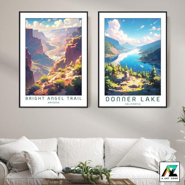 Sunny Canyon Beauty: Bright Angel Trail Grand Canyon Framed Wall Art