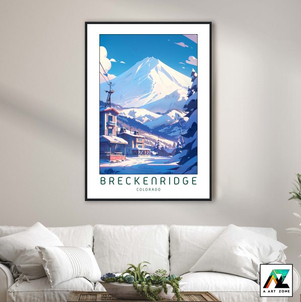 Snowy Slopes Symphony: Framed Breckenridge Ski Resort Wall Art in White River National Forest, USA