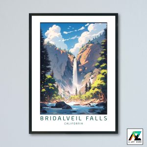 Bridalveil Falls Yosemite Valley California USA - National Park Waterfall Scenery Artwork