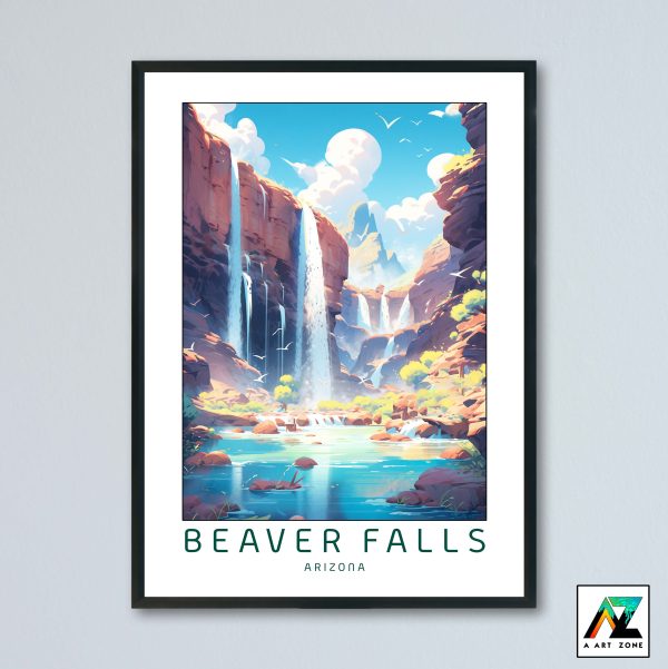 Arizona Waterfall Majesty: Framed Wall Art of Beaver Falls Supai