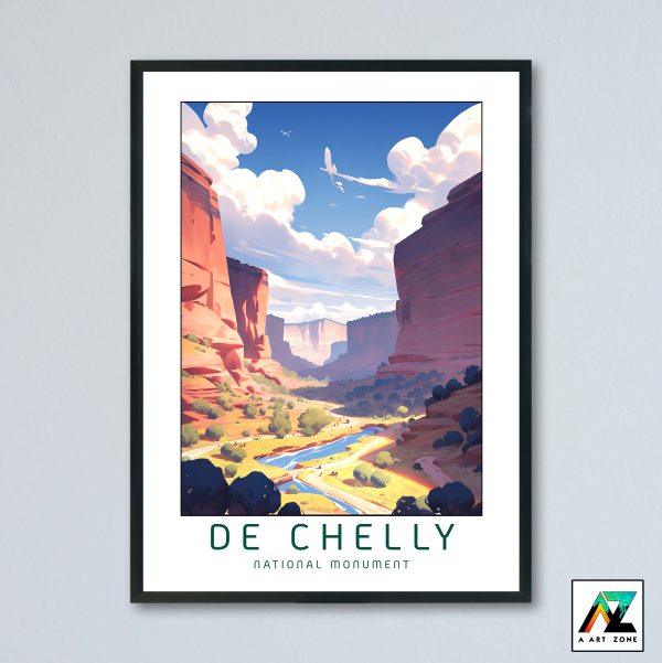 De Chelly National Monument Sunny Day Wall Art Apache County Arizona USA - National Monument Canyon Scenery Artwork