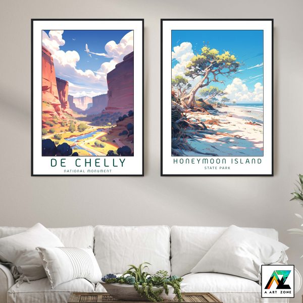 Sunny Canyon Tranquility: De Chelly National Monument Framed Wall Art in Apache County, Arizona